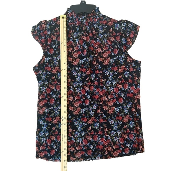 Flowy Black Floral Turtleneck Blouse 🖤🩷🩵 Small - Picture 4 of 6